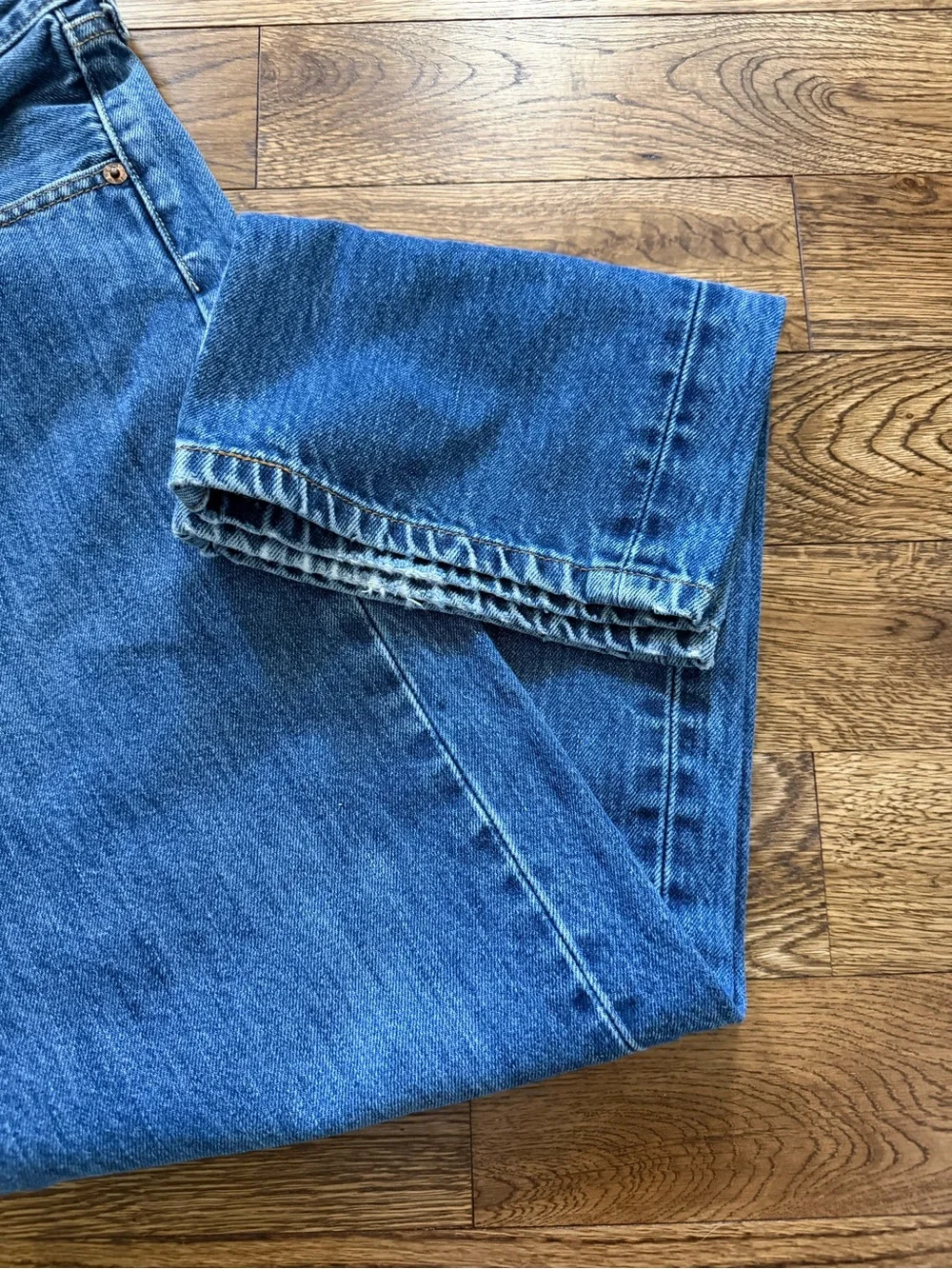 Y2K Levi's Button Fly Straight-Leg Authenticly Distressed Soft Blue Denim Jean